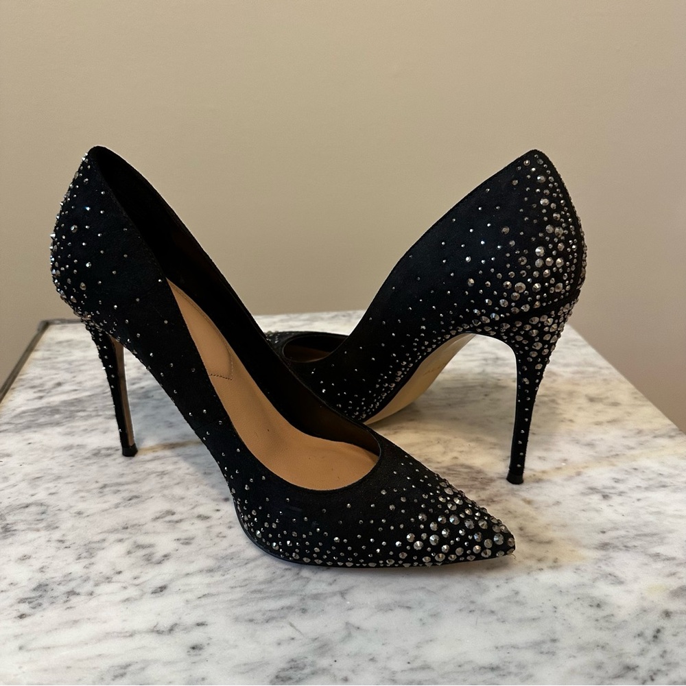 Aldo Suede Pointy Toe Sparkly Bedazzled High Heel Pump